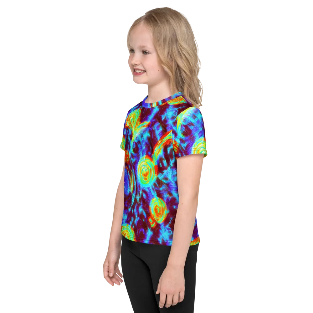 Cyan Fever on Kids Crew Neck T-Shirt — Left