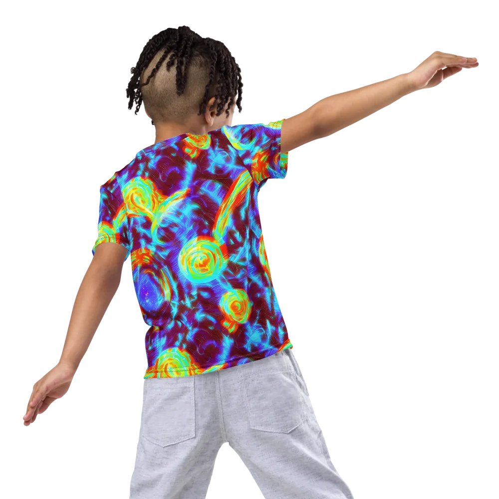 Cyan Fever on Kids Crew Neck T-Shirt — Back