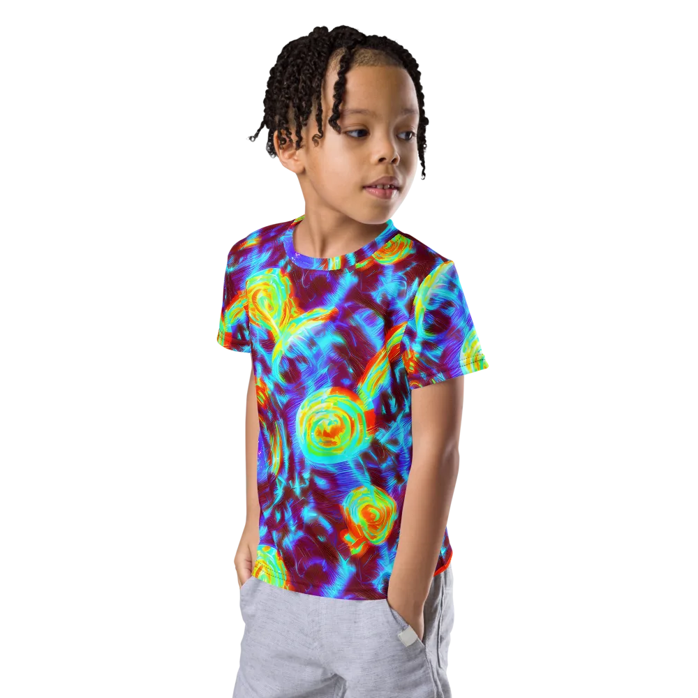 Cyan Fever on Kids Crew Neck T-Shirt — Left Front