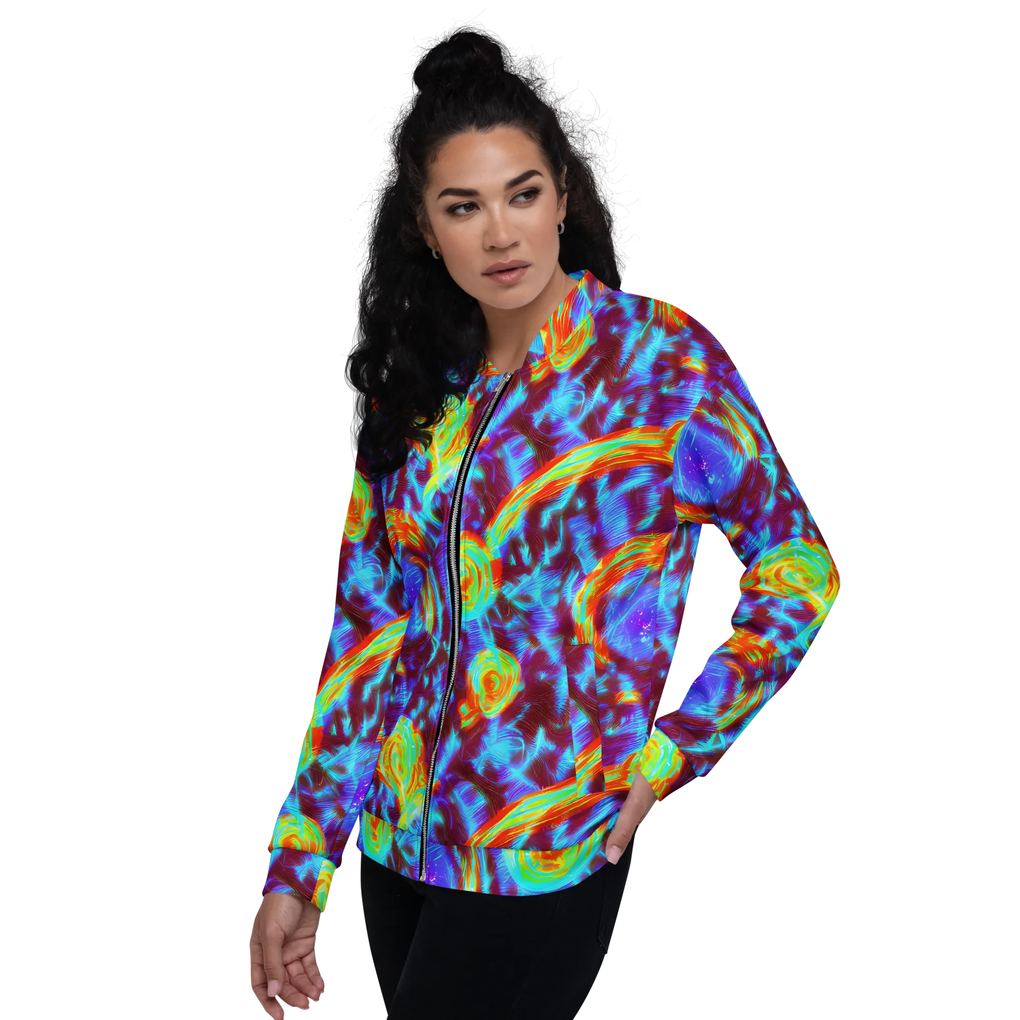Cyan Fever on Bomber Jacket — Left