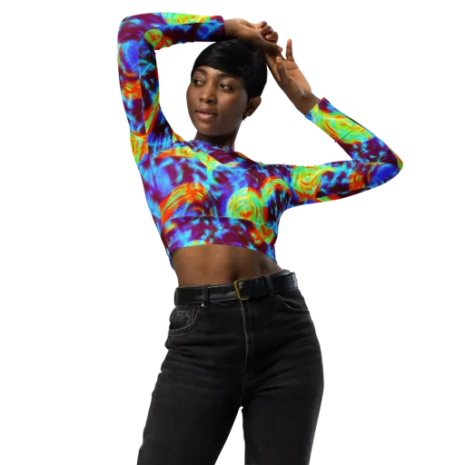 Cyan Fever on a Long Sleeve Crop Top