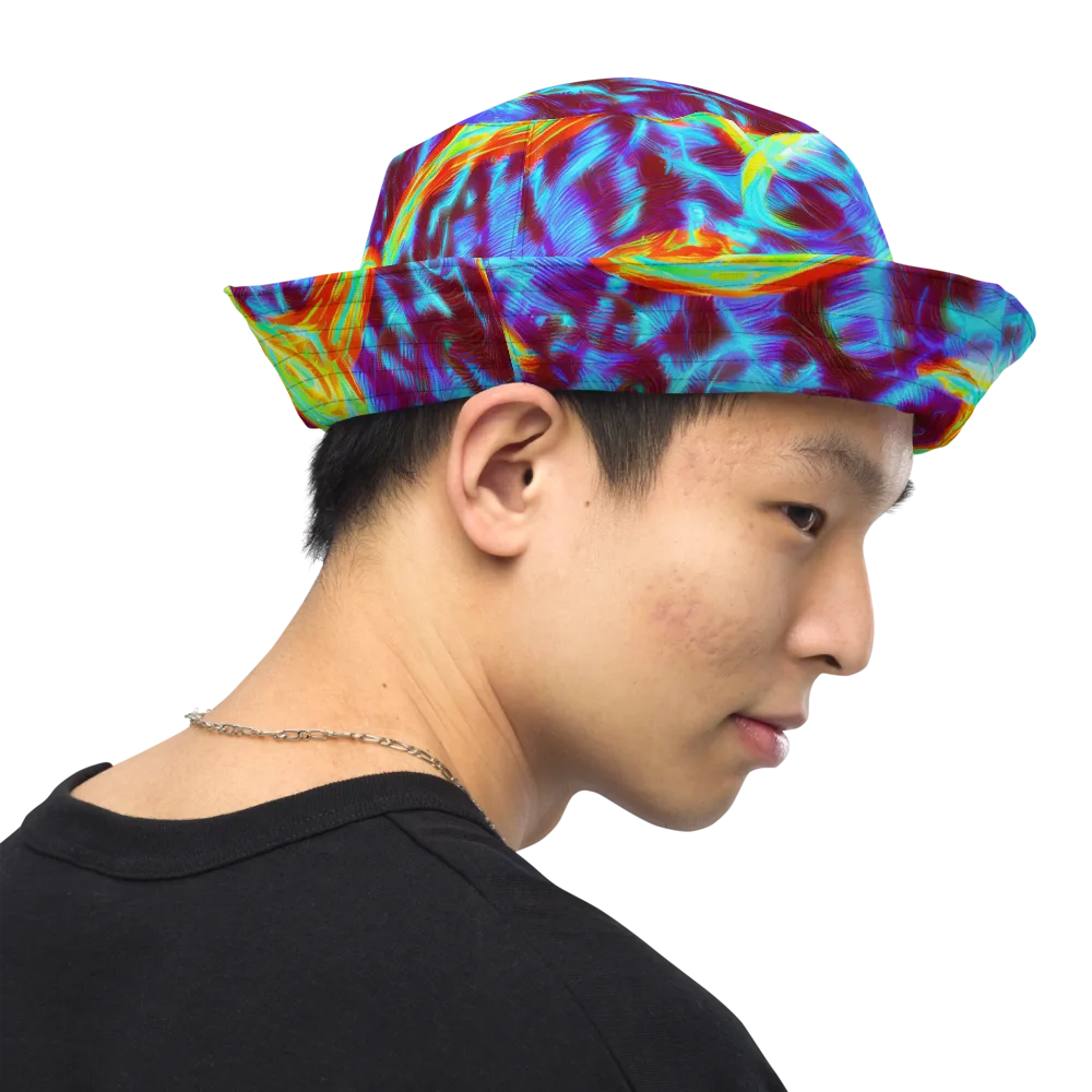 Cyan Fever on Reversible Bucket Hat — Right Outside