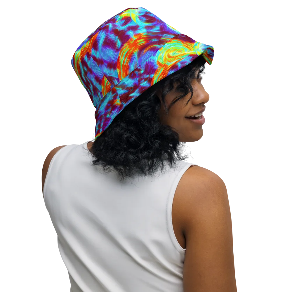 Cyan Fever on Reversible Bucket Hat — Right Outside