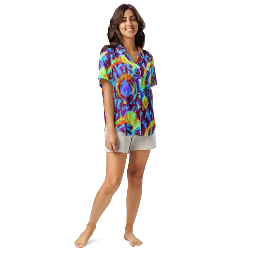 Cyan Fever on a Women's Short Sleeve Pajama Top