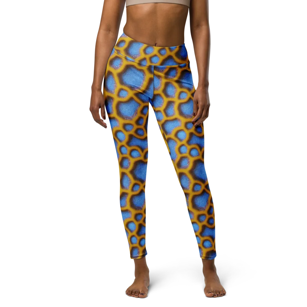 Sapphire Honeycomb on Yoga Leggings — Front