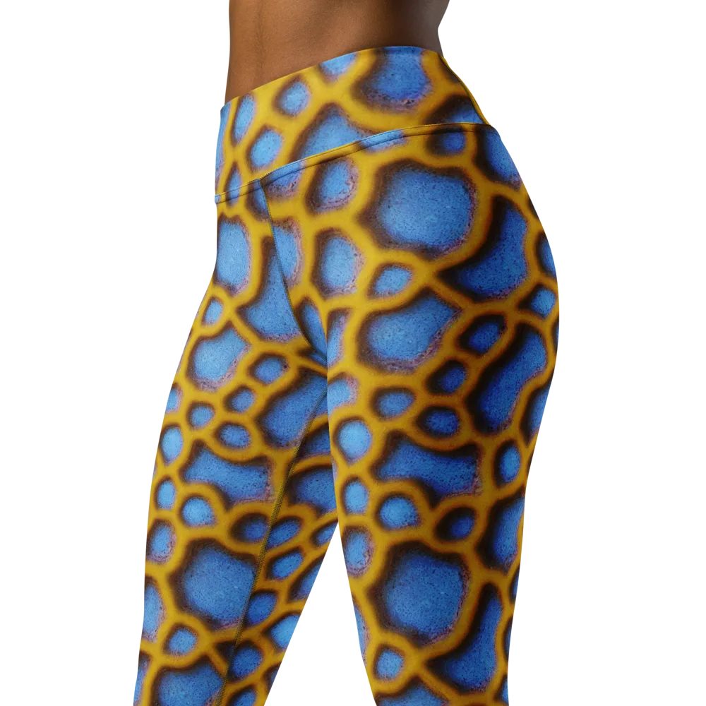 Sapphire Honeycomb on Yoga Leggings — Left Front