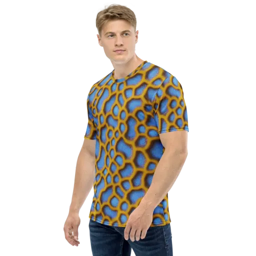 Sapphire Honeycomb on a Men's Crew Neck T-Shirt
