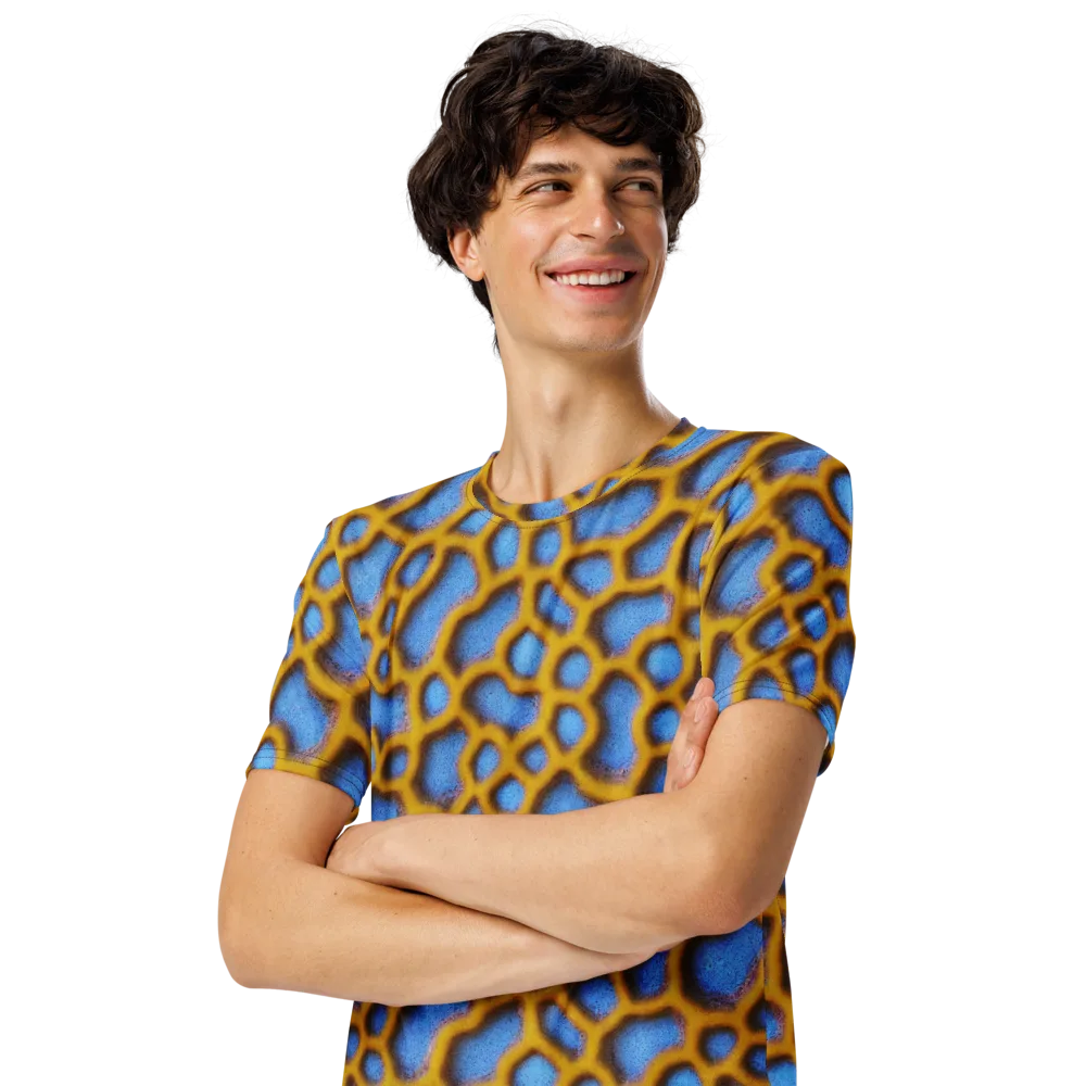 Sapphire Honeycomb on Men's Crew Neck T-Shirt — Left Front