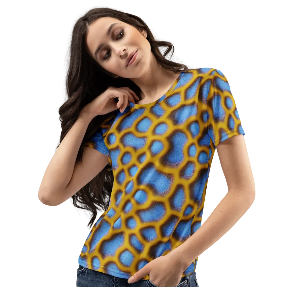 Sapphire Honeycomb on Women's Crew Neck T-Shirt — Left Front