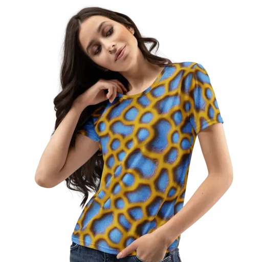 Sapphire Honeycomb on a Women's Crew Neck T-Shirt