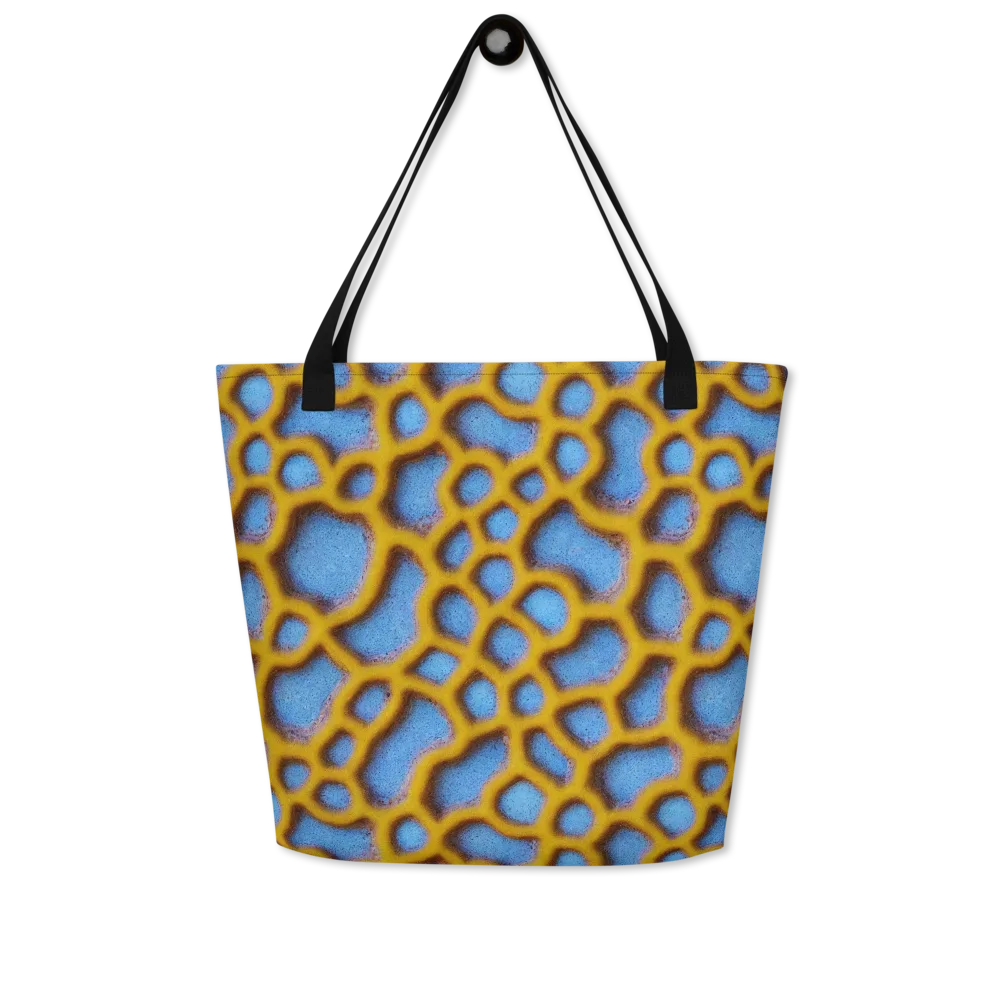 Sapphire Honeycomb on Large Tote Bag W/ Pocket — Front