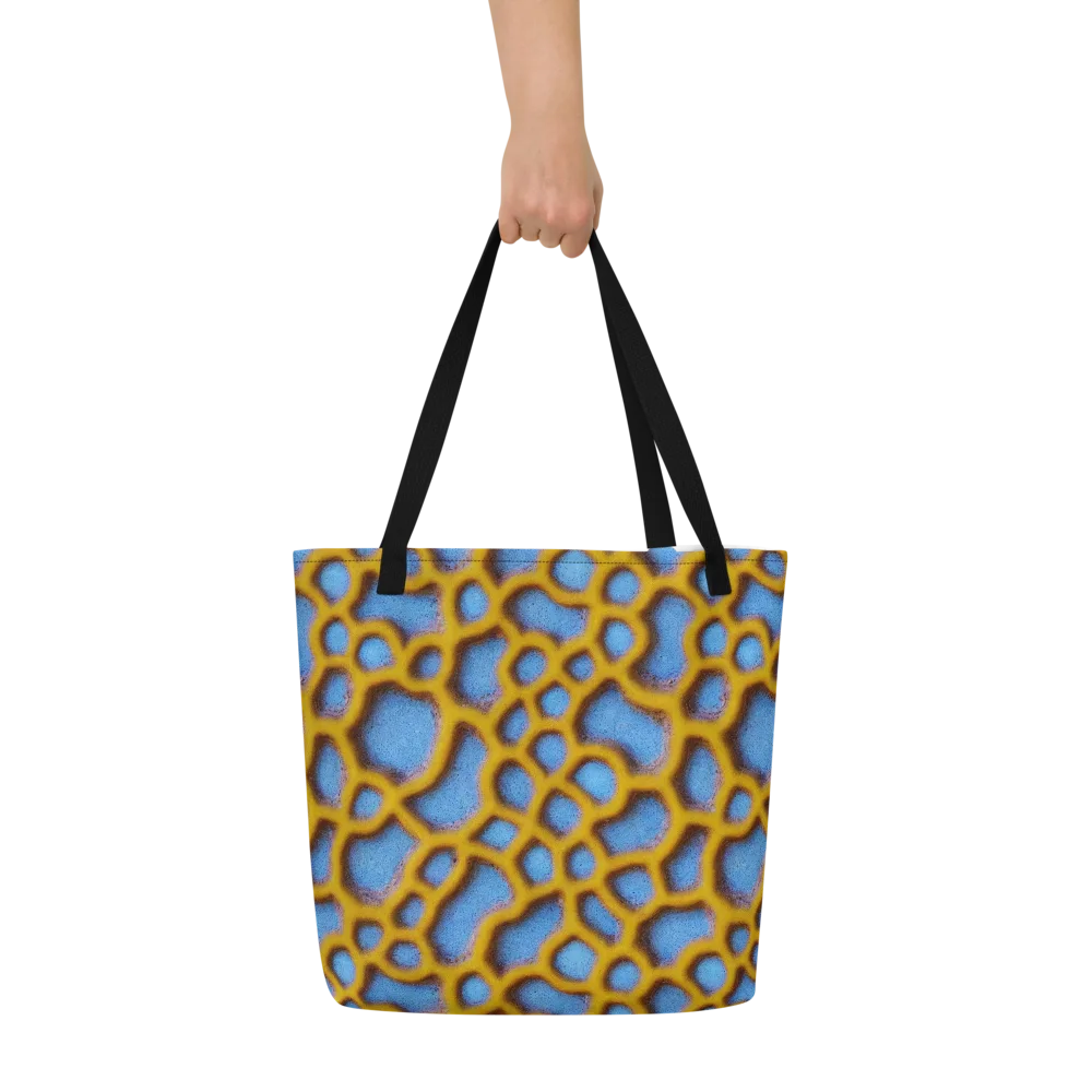 Sapphire Honeycomb on Large Tote Bag W/ Pocket — Front