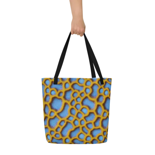 Sapphire Honeycomb on a Large Tote Bag W/ Pocket