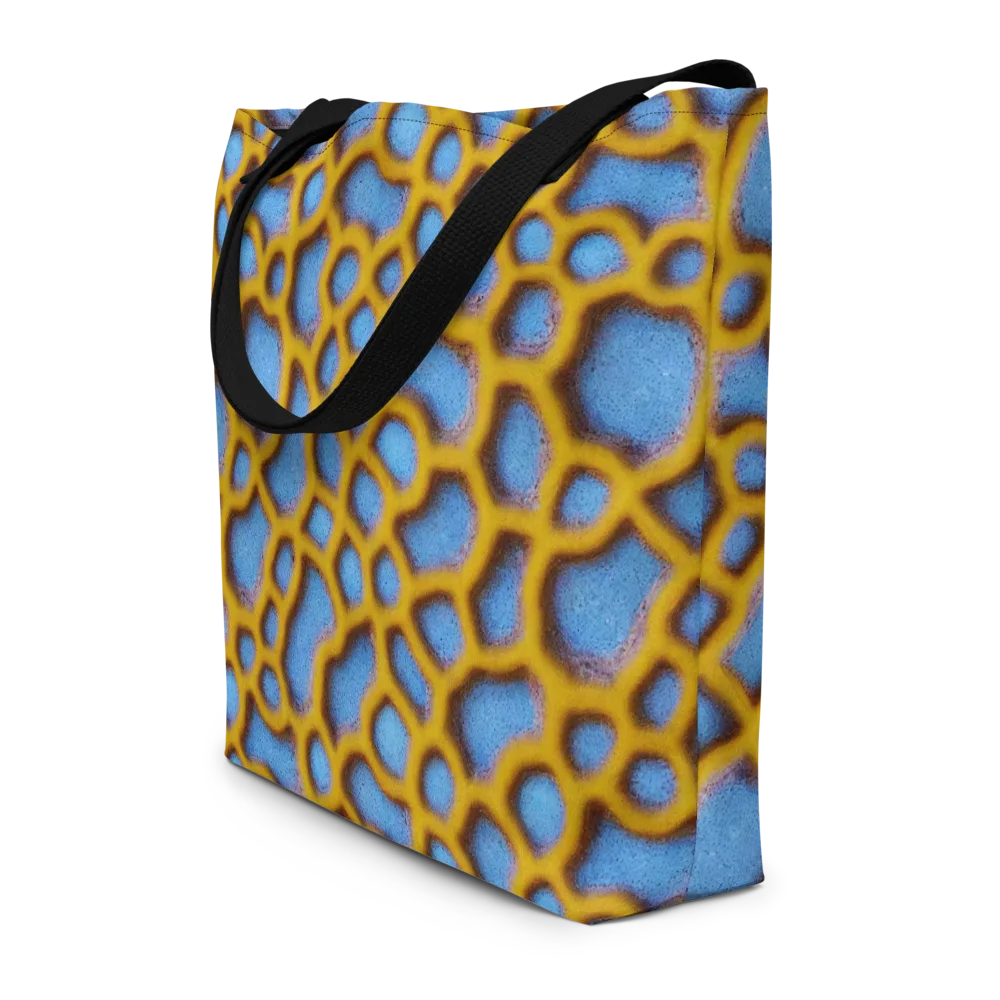 Sapphire Honeycomb on Large Tote Bag W/ Pocket — Front