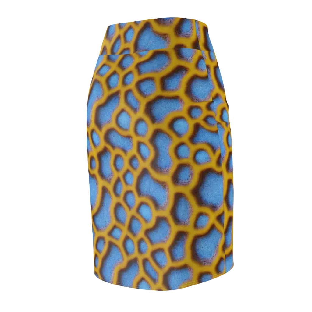 Sapphire Honeycomb on Pencil Skirt — Back Side