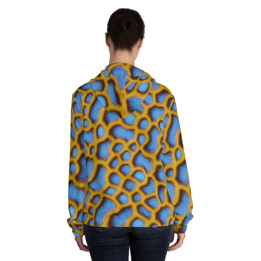Sapphire Honeycomb on Women's Full-Zip Hoodie — Back On Person