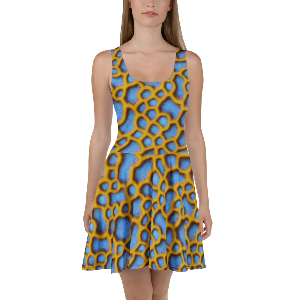 Sapphire Honeycomb on Skater Dress — Front