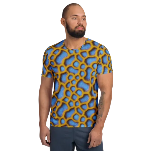 Sapphire Honeycomb on a Men's Athletic T-Shirt