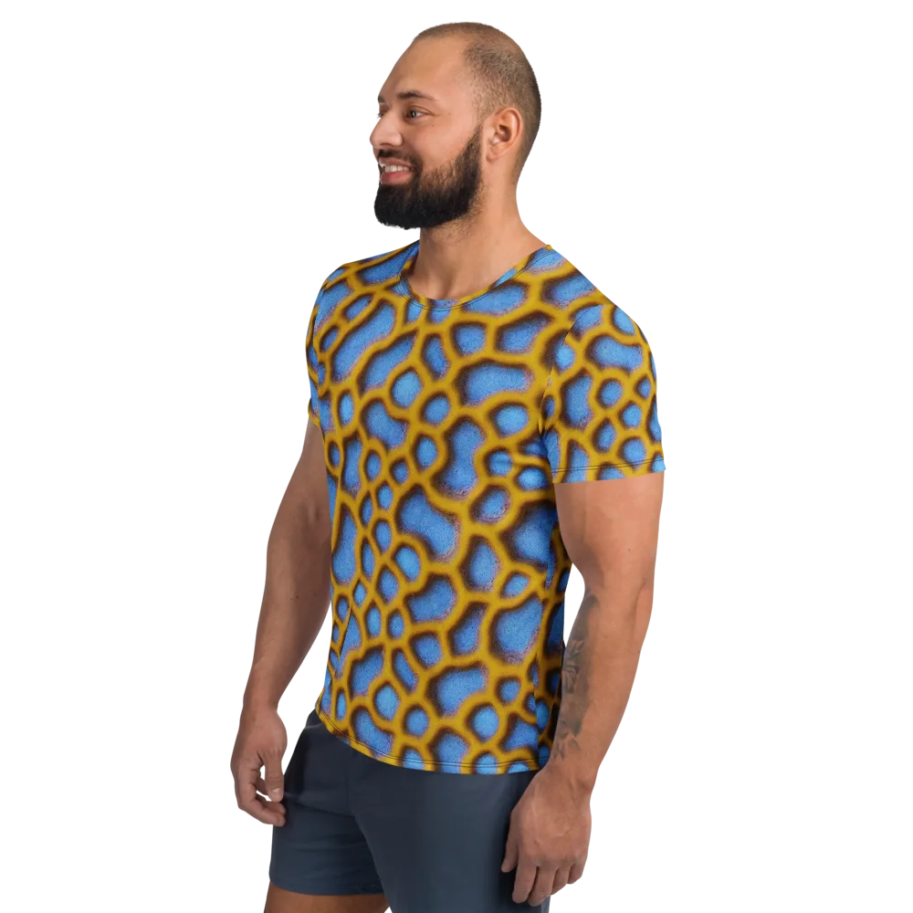 Sapphire Honeycomb on Men's Athletic T-Shirt — Left