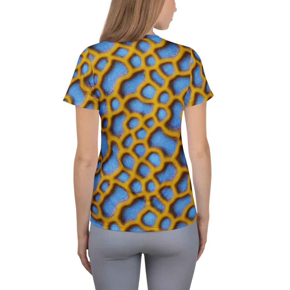 Sapphire Honeycomb on Women's Athletic T-Shirt — Back