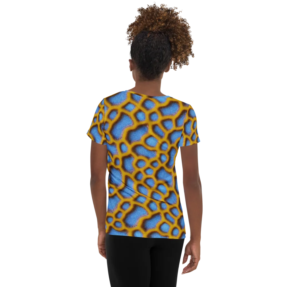 Sapphire Honeycomb on Women's Athletic T-Shirt — Back