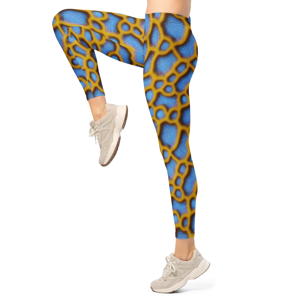 Sapphire Honeycomb on Leggings — Left