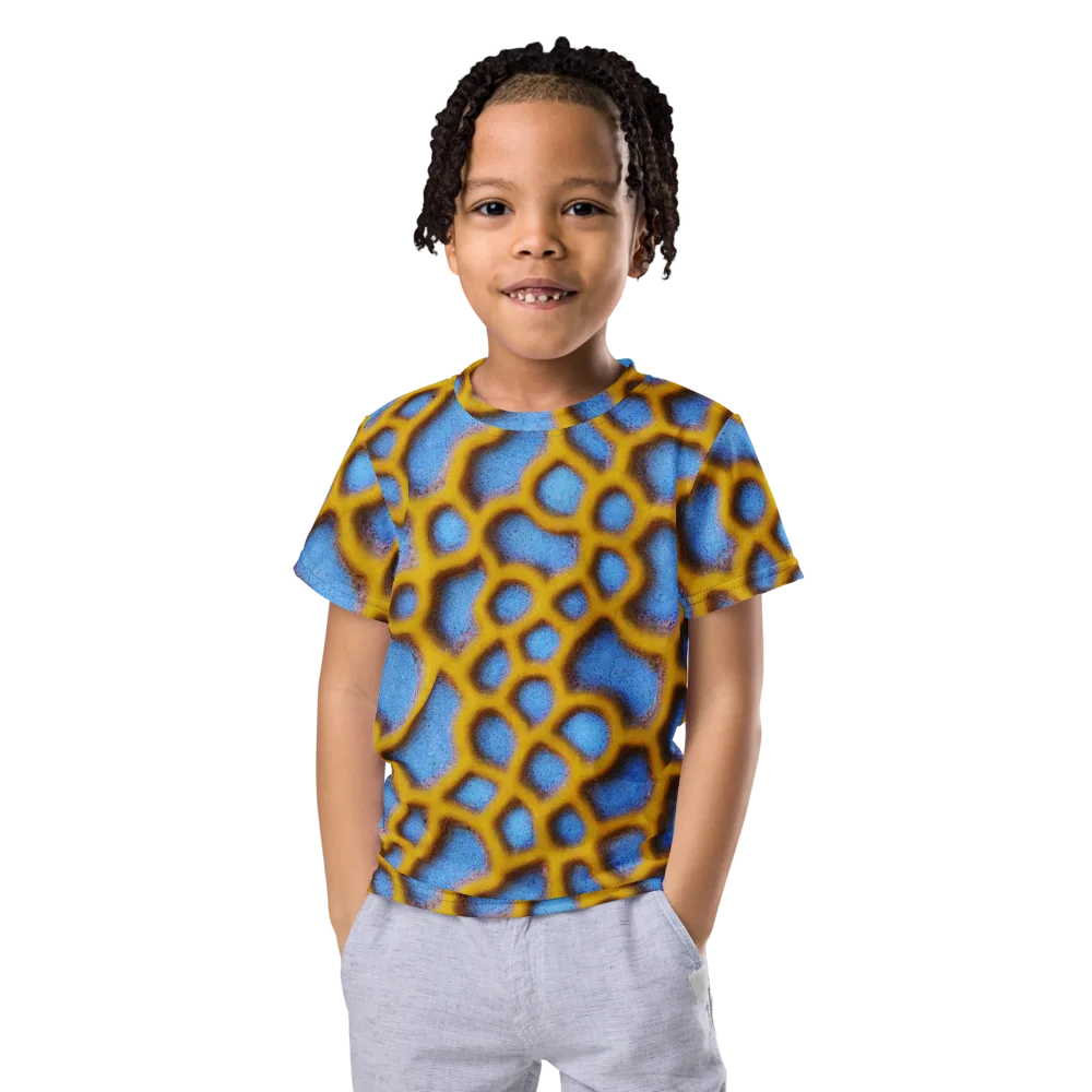 Sapphire Honeycomb on Kids Crew Neck T-Shirt — Front