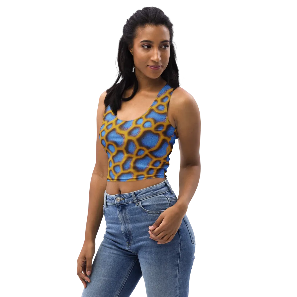 Sapphire Honeycomb on Crop Top — Left Front