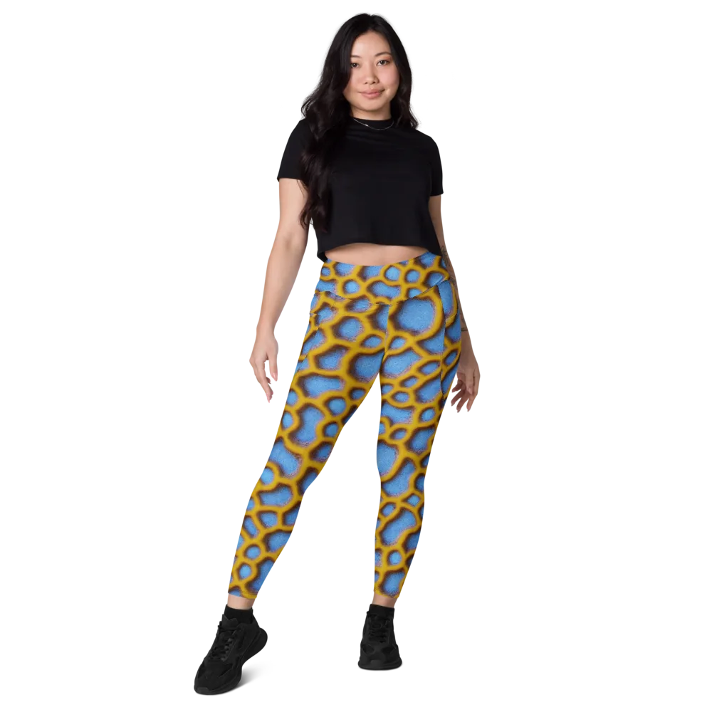Sapphire Honeycomb on Leggings with Pockets — Front
