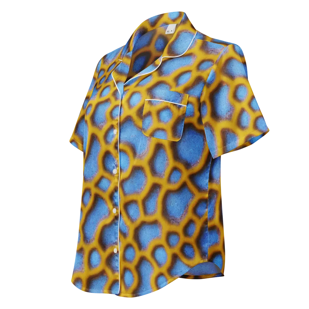 Sapphire Honeycomb on Women's Short Sleeve Pajama Top — Left Front