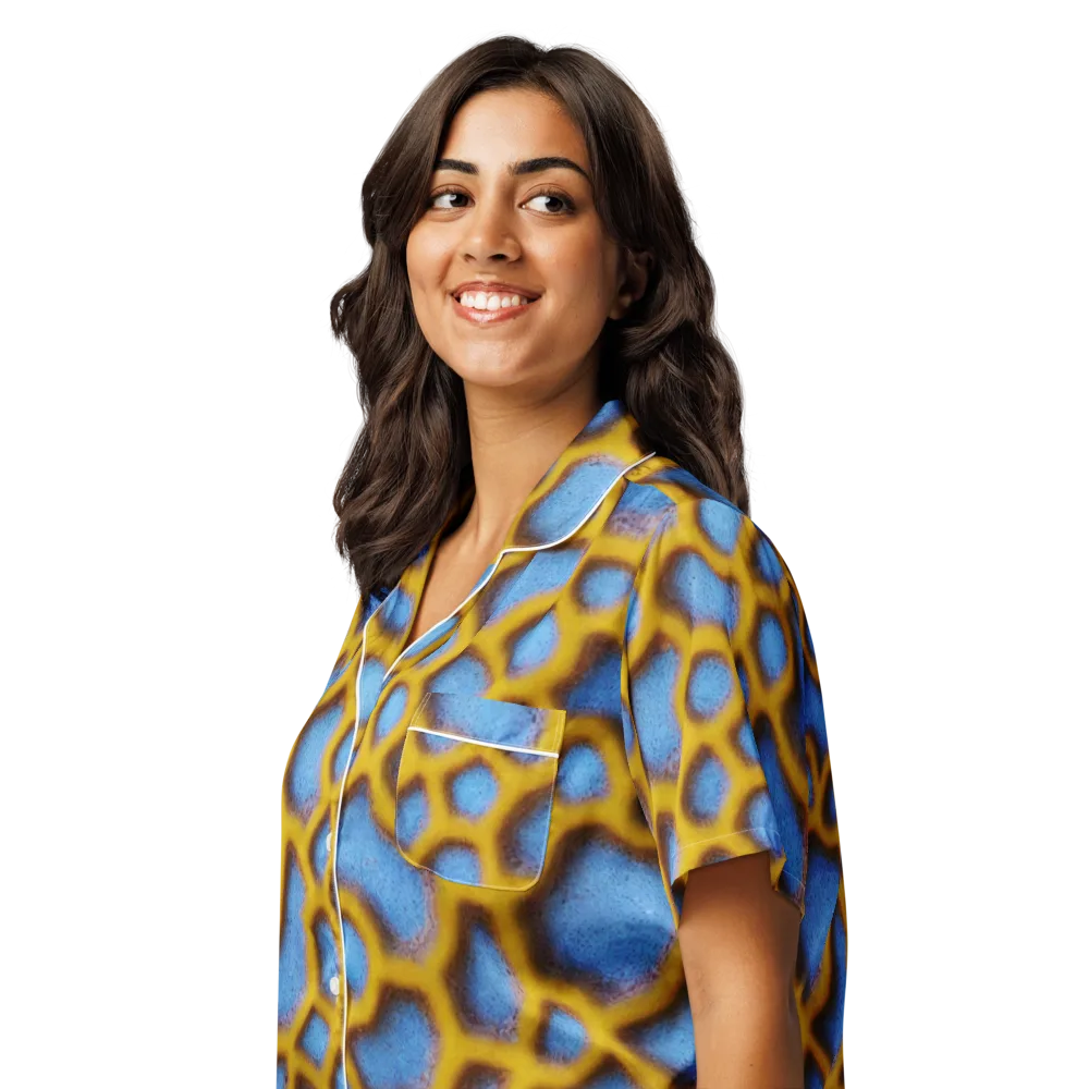 Sapphire Honeycomb on Women's Short Sleeve Pajama Top — Left Front