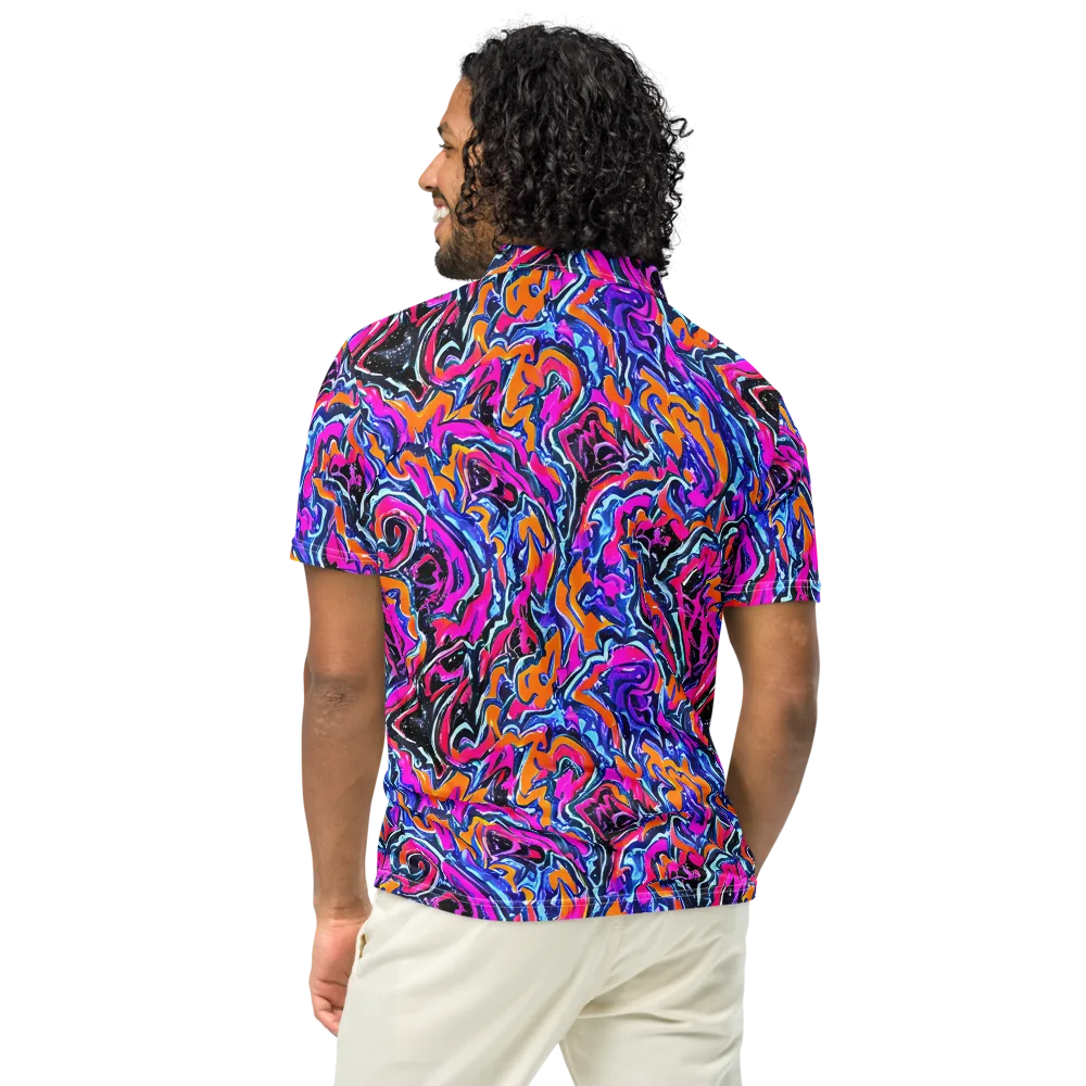 Afterdark Vortex on Men's Slim Fit Polo Shirt — Back
