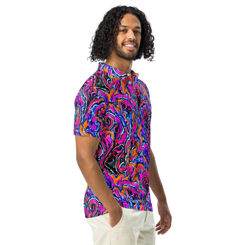 Afterdark Vortex on Men's Slim Fit Polo Shirt — Right Front