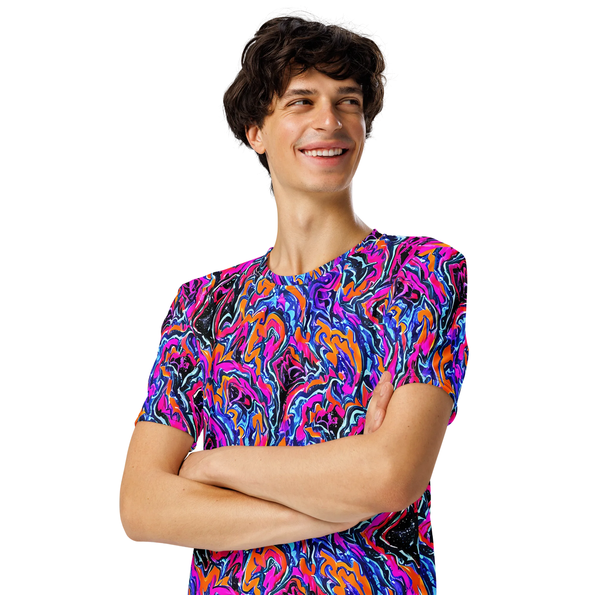 Afterdark Vortex on Men's Crew Neck T-Shirt — Left Front