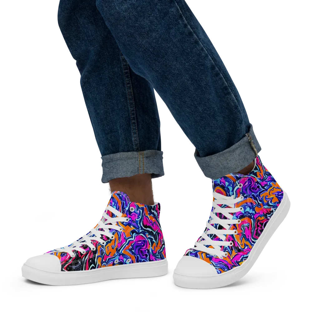Afterdark Vortex on Men's High Top Canvas Shoes — Left