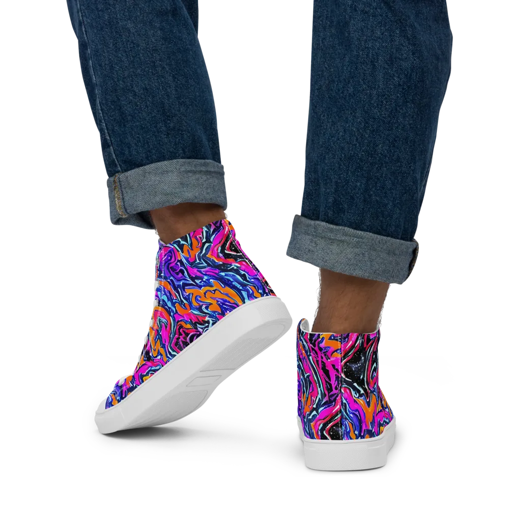 Afterdark Vortex on Men's High Top Canvas Shoes — Back