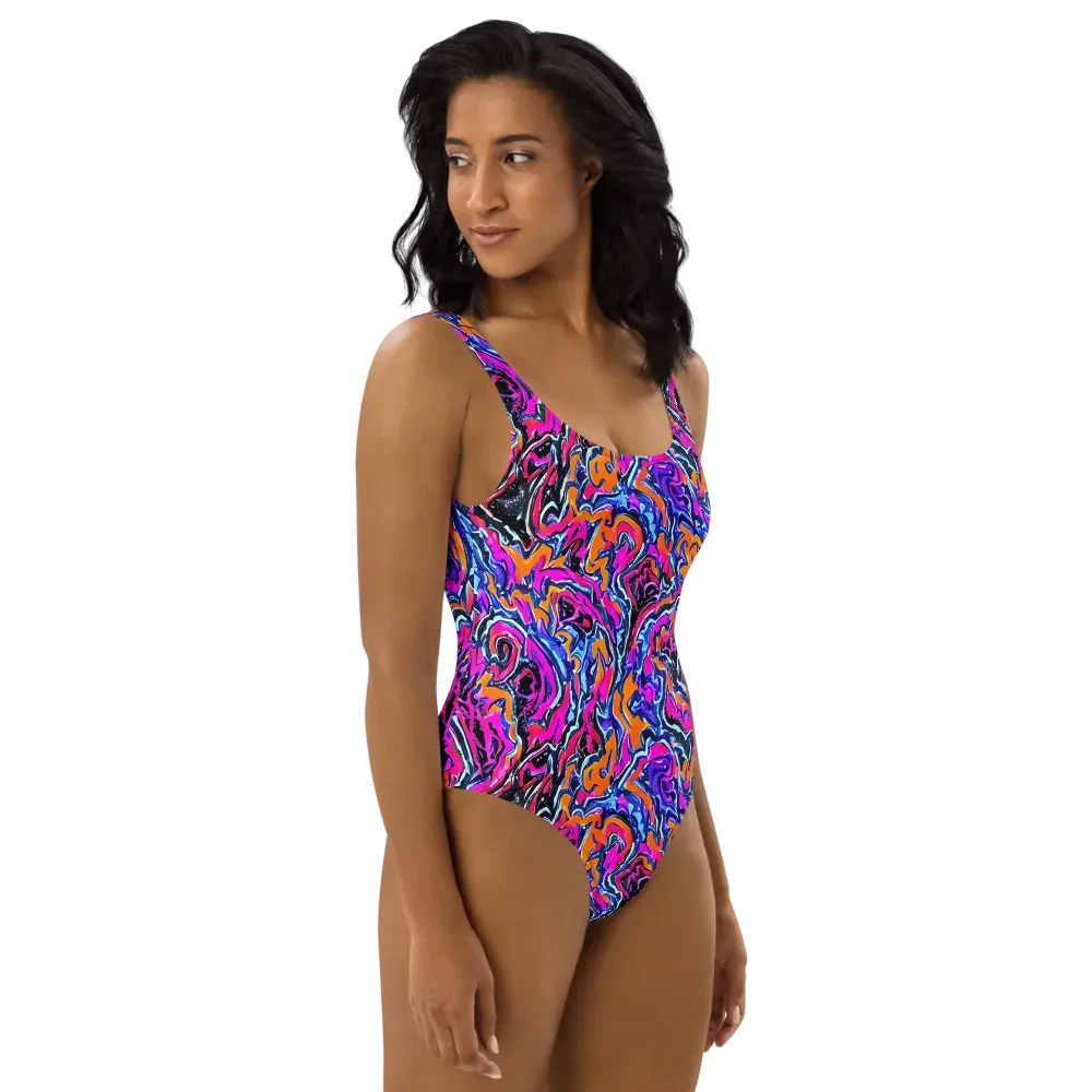 Afterdark Vortex on One-Piece Swimsuit — Right