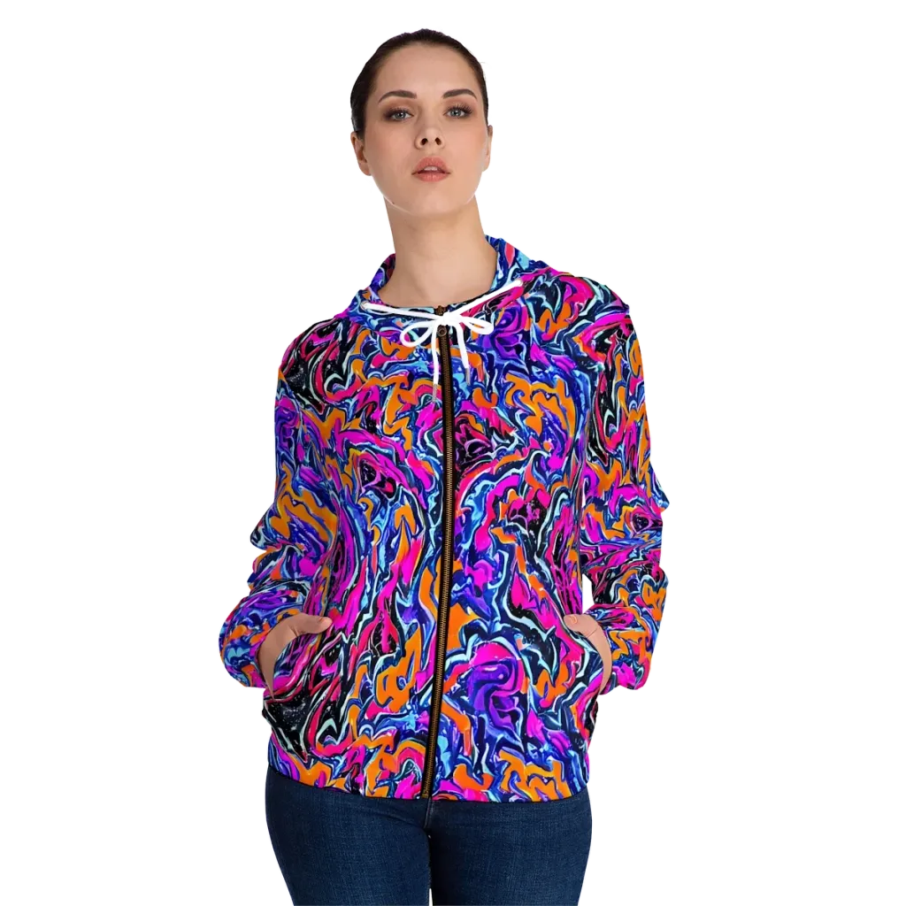 Afterdark Vortex on Women's Full-Zip Hoodie — Front On Person
