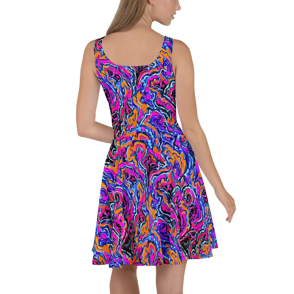 Afterdark Vortex on Skater Dress — Back