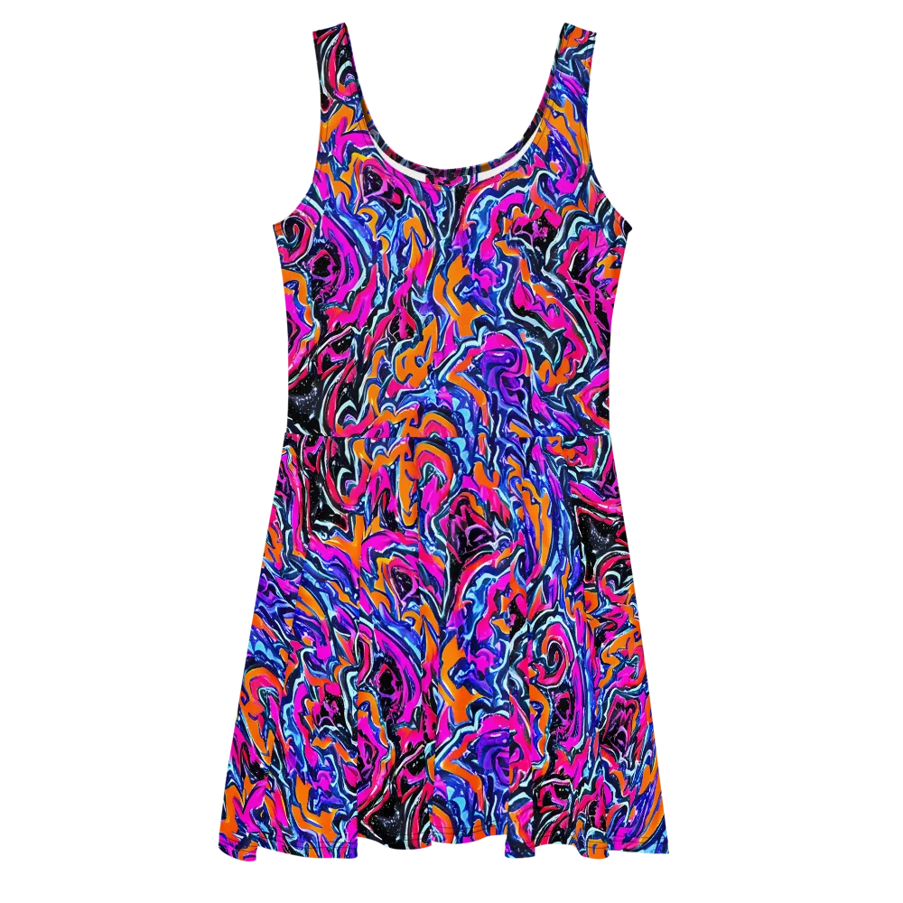 Afterdark Vortex on Skater Dress — Front
