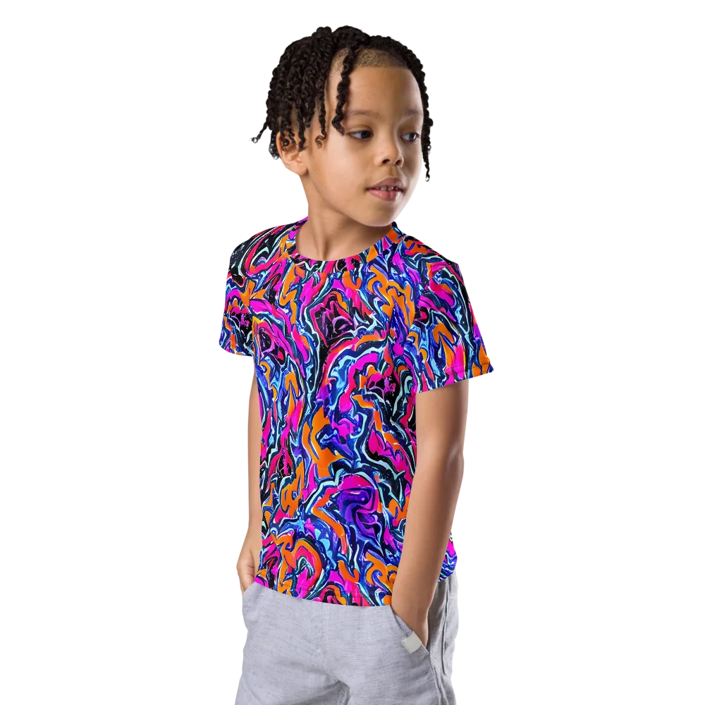 Afterdark Vortex on Kids Crew Neck T-Shirt — Left Front