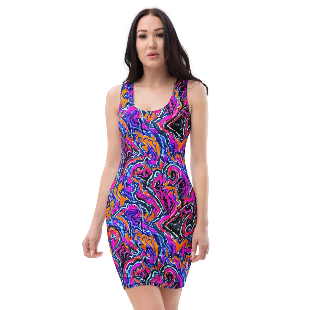 Afterdark Vortex on Bodycon Dress — Front