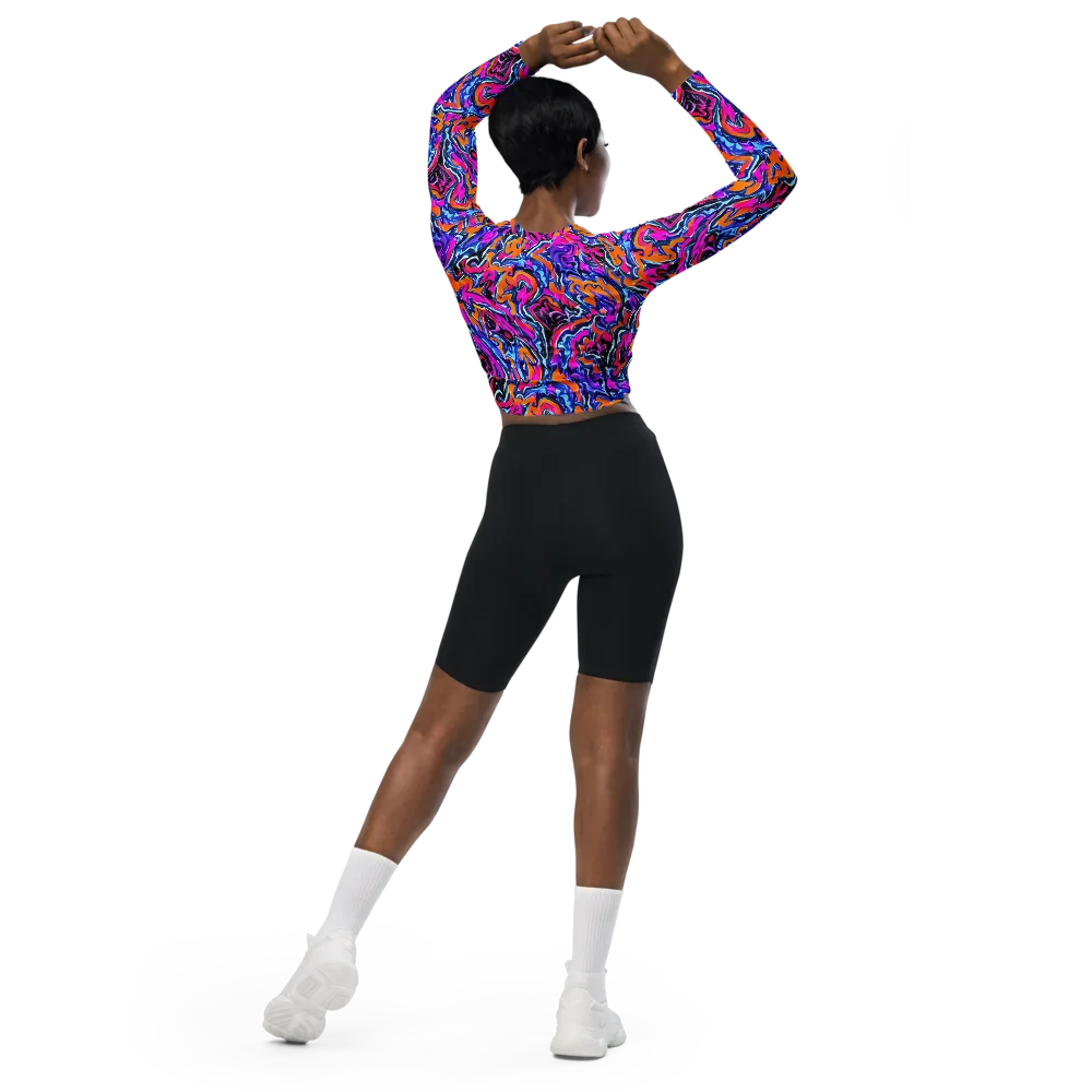 Afterdark Vortex on Long Sleeve Crop Top — Back