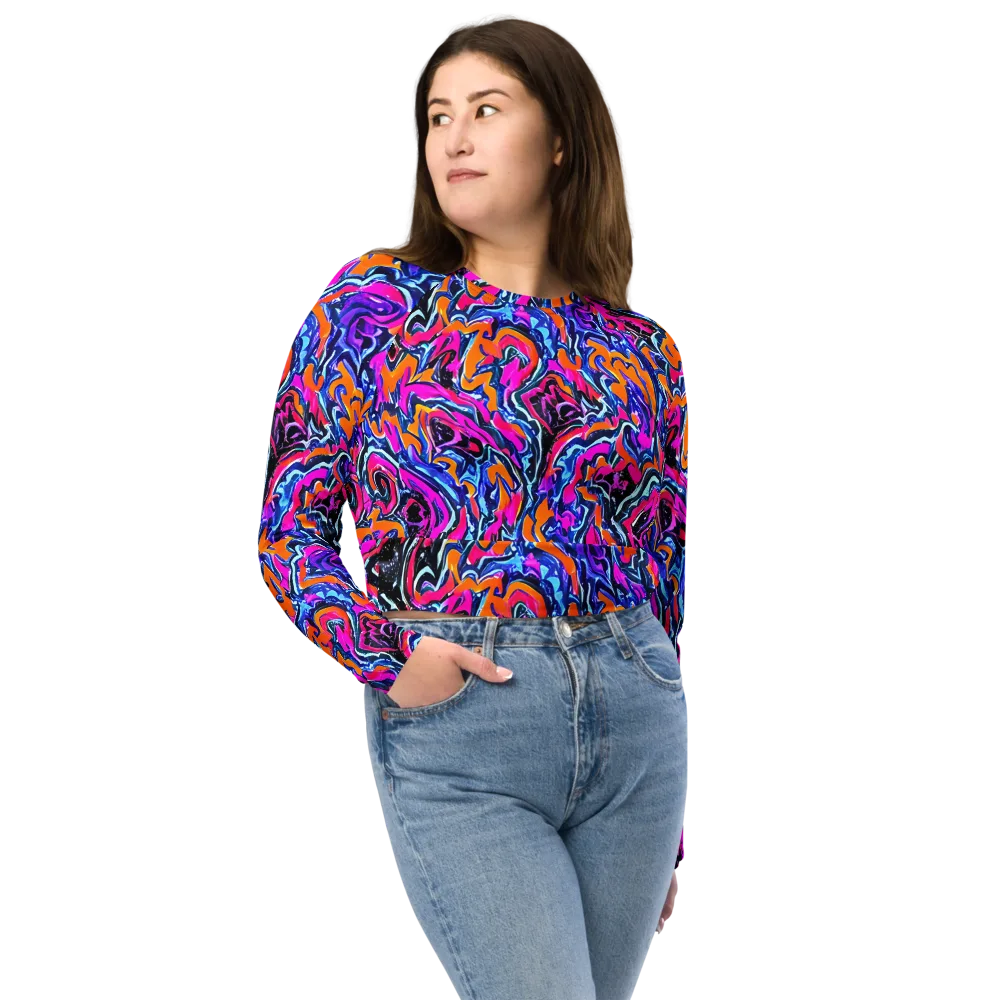 Afterdark Vortex on Long Sleeve Crop Top — Front