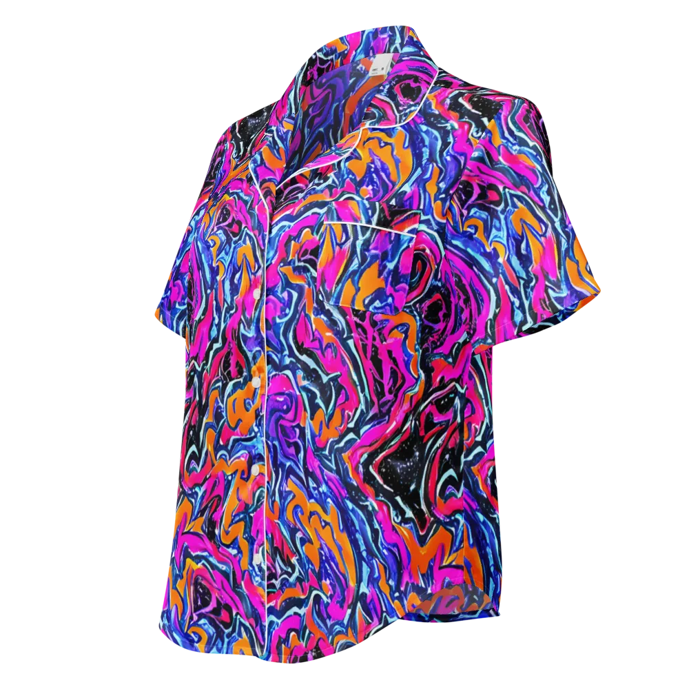 Afterdark Vortex on Women's Short Sleeve Pajama Top — Left Front
