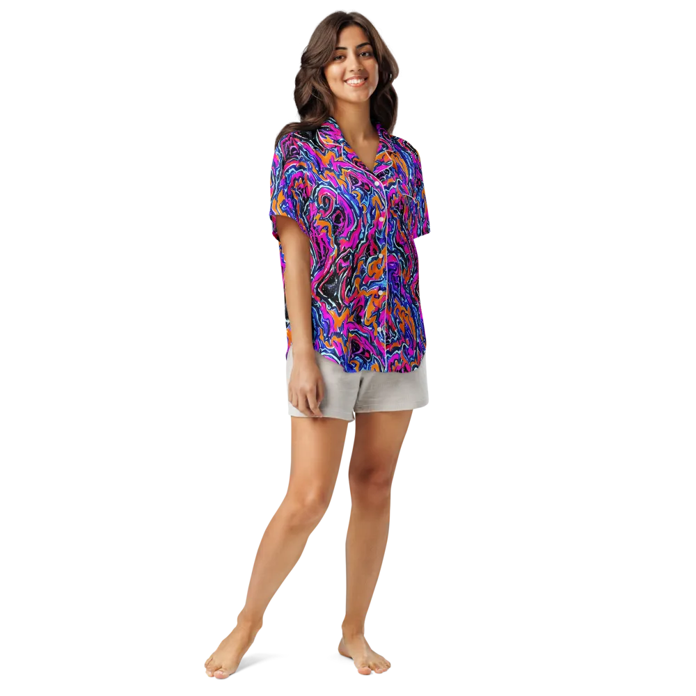 Afterdark Vortex on Women's Short Sleeve Pajama Top — Front