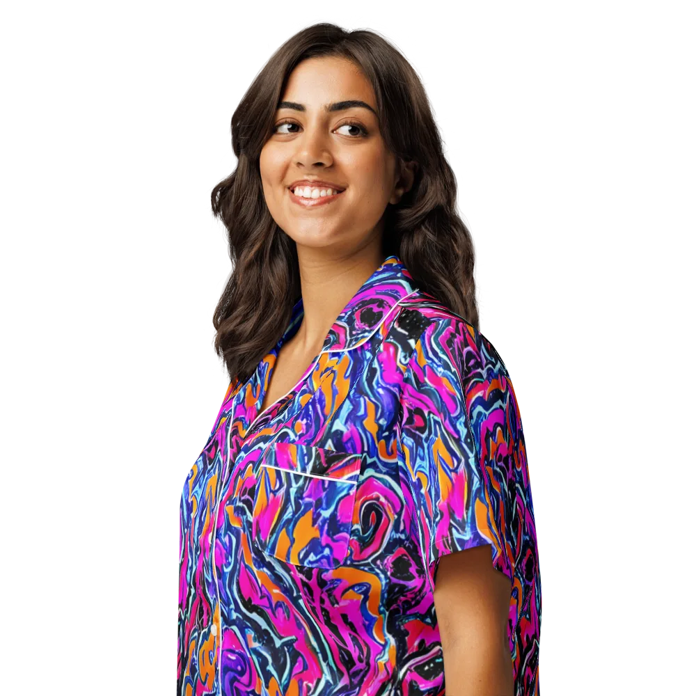 Afterdark Vortex on Women's Short Sleeve Pajama Top — Left Front