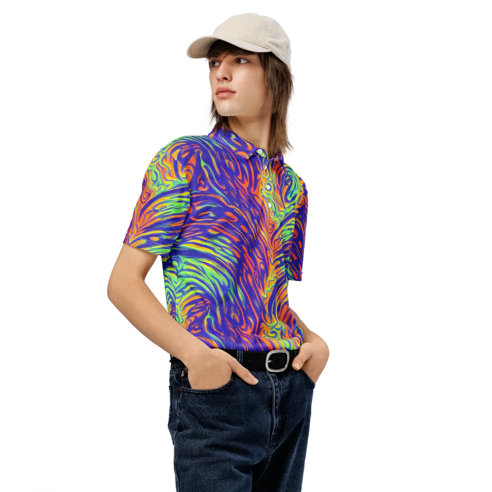 Kinetic Prism on Men's Slim Fit Polo Shirt — Right Front