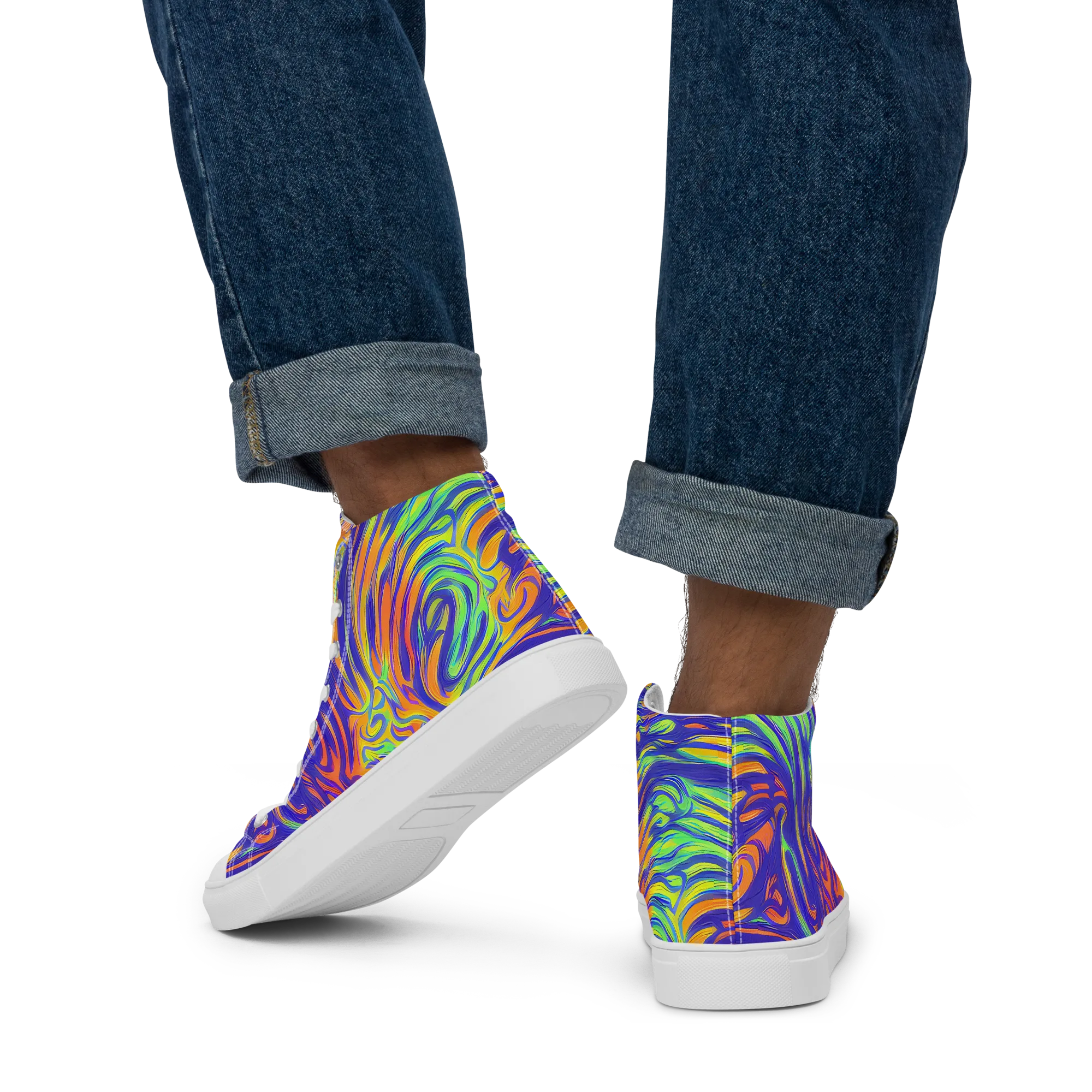 Kinetic Prism on Men's High Top Canvas Shoes — Back
