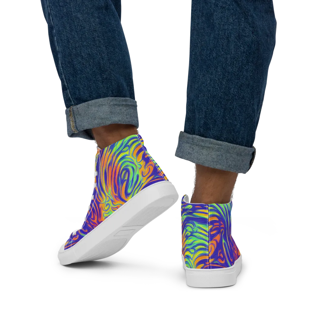 Kinetic Prism on Men's High Top Canvas Shoes — Back